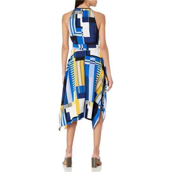 Karl Lagerfeld Paris Women's Handkerchief Detail Colorblock Dress - Picture 2 of 3